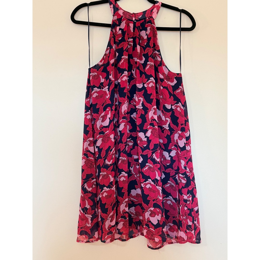 ASTR the Label Floral Halter Mini Dress Navy Pink Red ADR93092 Size Small